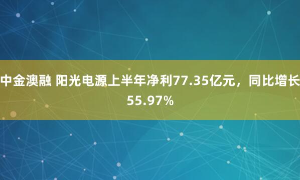 中金澳融 阳光电源上半年净利77.35亿元，同比增长55.97%