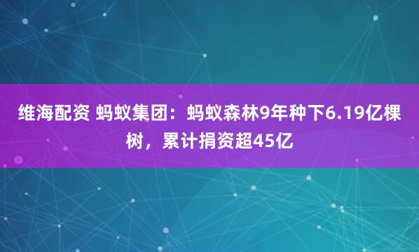 维海配资 蚂蚁集团：蚂蚁森林9年种下6.19亿棵树，累计捐资超45亿